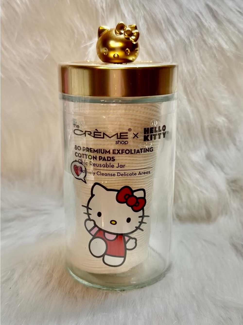 The Crème Shop x Hello Kitty LIMITED EDITION Glass Jar w/Exfoliating Cotton Pads